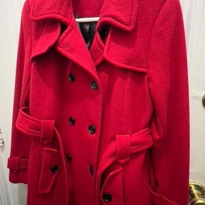 Calvin Klein Vibrant Red Pea Coat